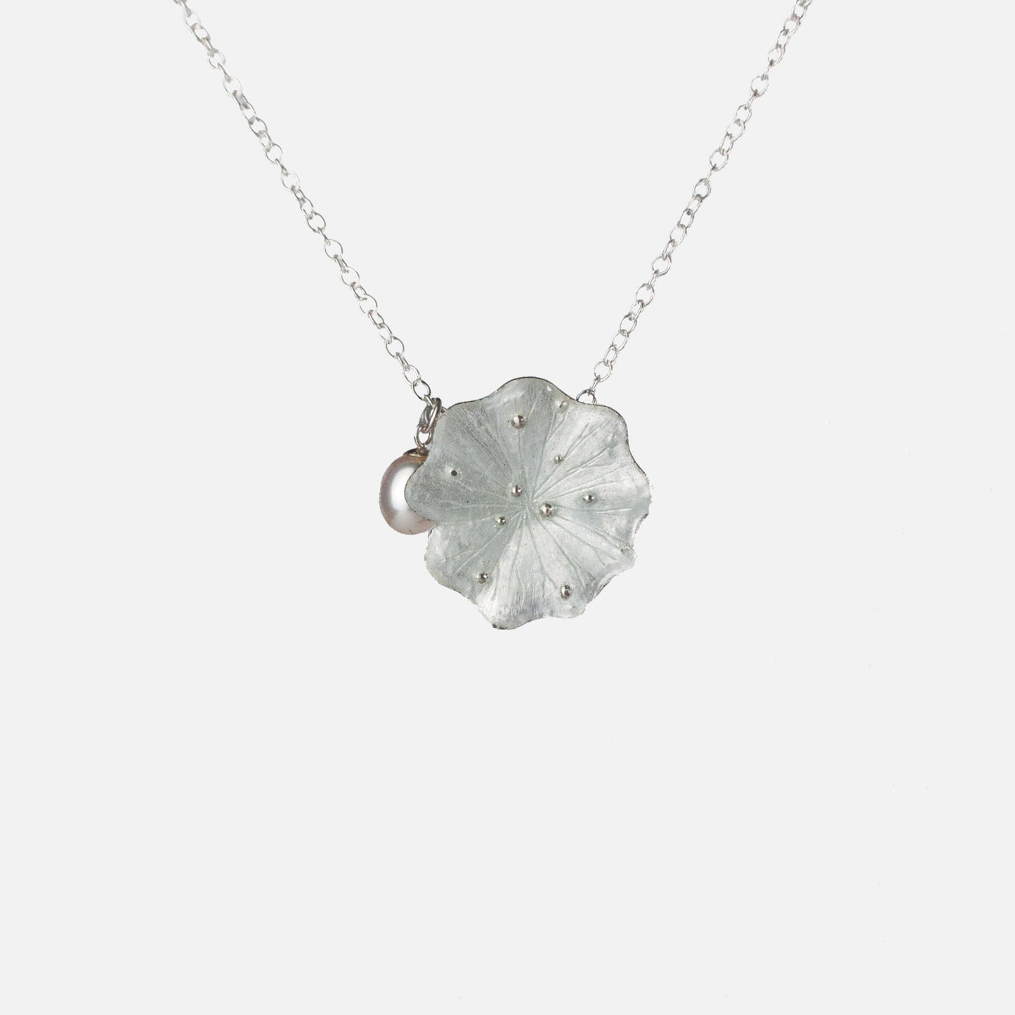 Lotus Leaf with Glass Enamel Necklace