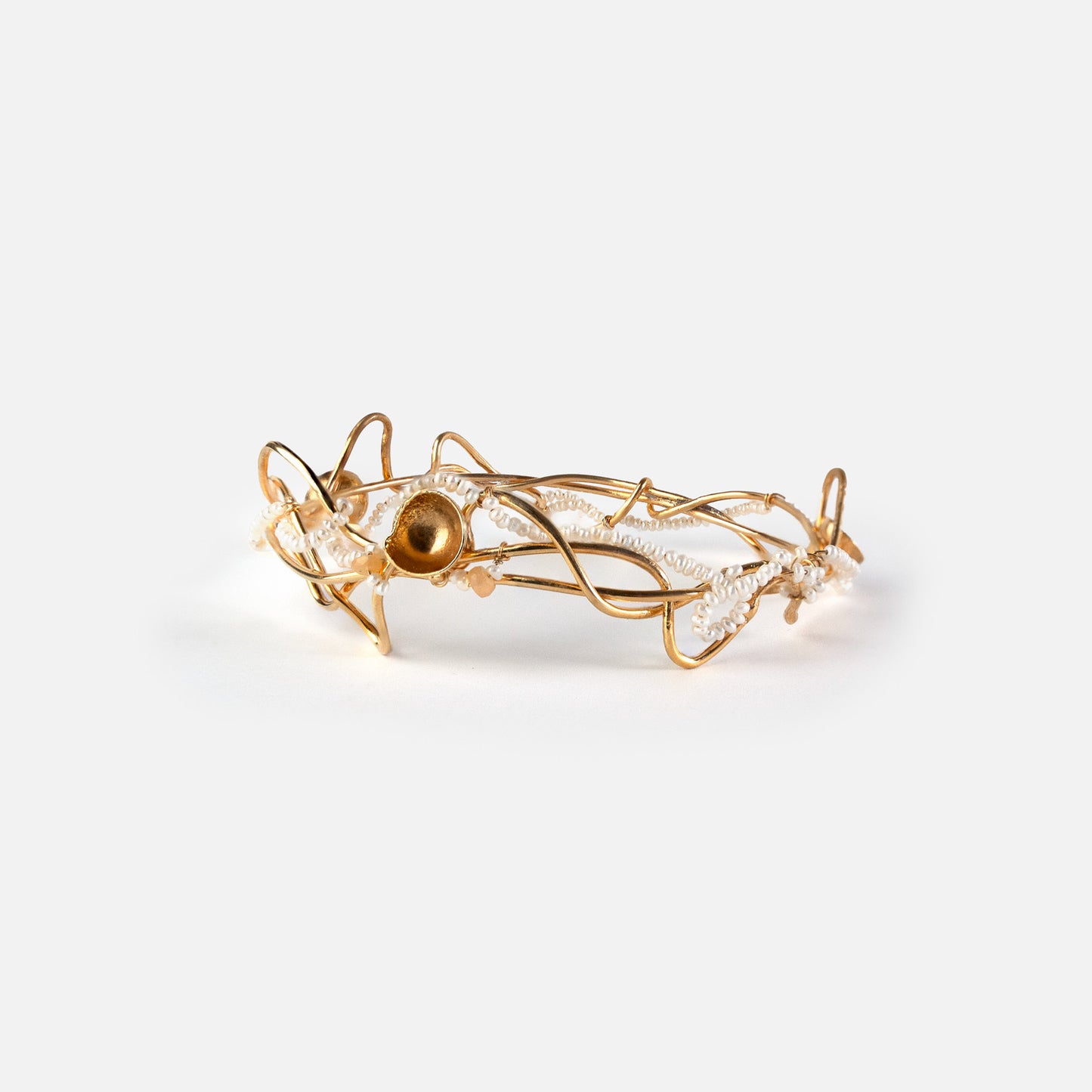 Entwined Cup Bangle with Pearls