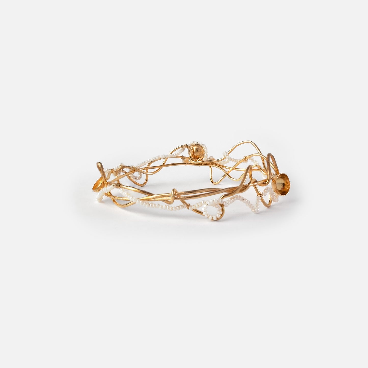 Entwined Cup Bangle with Pearls